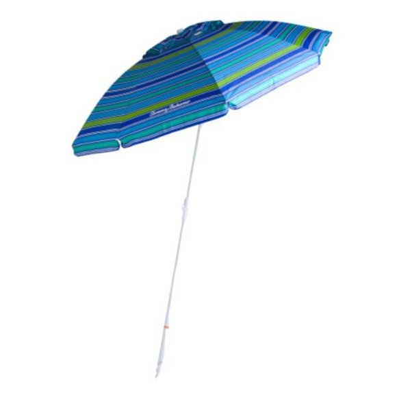 NWT TOMMY BAHAMA 6FT UPF 50+  BEACH UMBRELLA, ANCHOR & BAG - Picture 1 of 7